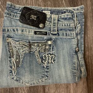 Miss Me Denim Blue Boot Cut Jeans with Embellishments